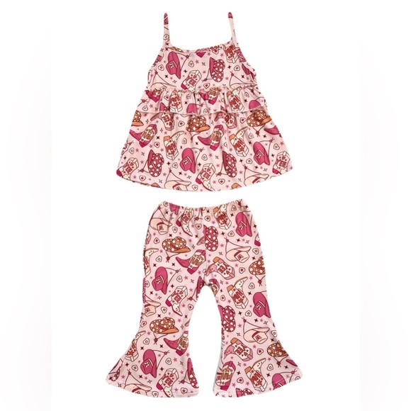 Little Eyes Boot Scootin' Cutie Bamboo Top & Flared Pants Set - Picture 1 of 8